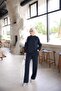Women's Striped Long Sleeve Relaxed Fit Two-Piece Set