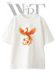 Floral Phoenix Design Printed Unisex White Oversize T-Shirt