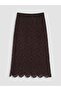 Lcwaikiki Classic Brown Crochet Pencil Skirt with Elastic Waist - 7