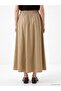 Lcw Modest Beige Elastic Waist Gabardine Flared Skirt - 4
