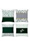 Green Striped Branches Patterned 4-Piece Throw Pillow Cover Set - 3