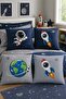 Navy Blue Gray Space and Astronaut Patterned 4-Piece Children's and Baby Throw Pillow Cover Set - 2