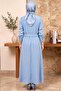 Women's Blue Jacketed Suit Modern Cut Hijab Dress - 3