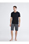 Black Standard Mold Men's Shorts Pajama Set
