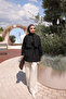 Black Windbreaker Detailed Waist Tie Shirt - 2