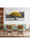 Golden Tree Beach Bench Gallery Wrapped Canvas Wall Art | 50x100cm 20x40 inch | Black White Gold Panoramic Decor - 7