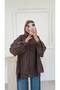 Women's Striped Design Voile Shirt with Lace-Up Collar - 4