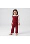 Girl's Knitwear Vest and Trousers Set with Cherry Collar Shirt, 3-Piece Set, Burgundy, 2-5 Years