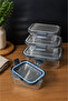 Set of 4 Vacuum Glass Storage Containers with Steel Lids Rectangular Glass - Oven, Freezer, Microwave Compatible - 2