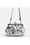 Silver Metallic Drawstring Evening Dress Bag - 3