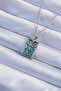 316L Steel Chain Silver Color Zircon Stone Blue Marble Patterned Crown Model Tarot Necklace
