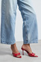 Red Patent Leather Open Toe Women's Thin Heeled Slippers