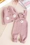 Soft Textured Knitwear Cardigan Baby Girl Knitted Salopet Jumpsuit Set