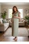 New Season Green Lace Detailed Full Length Design Buttoned Short Sleeve Maternity Maternity Dressing Gown Nightgown Set of 2 - 4
