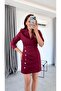 Gold Button Detailed Double Breasted Collar Dress - 2