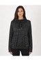 Women's Black Knitwear Half Turtleneck Blouse