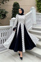 Black and White Princess Vera Dress with Polka Dots