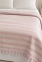 Shadow Pattern |   Double Bedspread Pique Fringe Tied Bohemian Bedspread 1 Piece Modern, Washable, Decorative Double Bed Cover Pink - 4