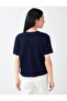Navy Blue Crew Neck Short Sleeve Knitwear Blouse - 5