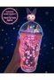 Led Lighted Straw Cup with Kawaii Chibi Cute Rabbit Figure Double Layer Drinking Cup Water Bottle 450ml Red - 2