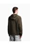 Men's Comfortable Fit Logo Detailed Hooded Long Sleeve Khaki Sweatshirt - 4