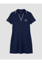 Rochie mini brodată cu guler polo - 5