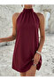 Women's sleeveless halter neck a-line mini dress - 5