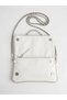 Women's White Color Chain Strap Baguette Shoulder Bag with Zipper Detail - 3
