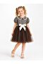 Rosalie Collared Leopard Patterned Tulle Skirted Girl's Dress - 4