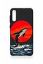 Samsung A50 Compatible Red Sun Whale Pattern Silicone Case - 3