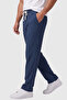 Navy Blue 97% Cotton Muslin Fabric Comfortable Fit Breathable Summer Men's Trousers 2600260 - 2