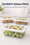 Set of 3 850 ml Rectangular Storage Containers, Fruit Patterned Transparent Stackable Food Container - 4