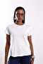 White Crew Neck Linen Textured T-Shirt 30133 - 3
