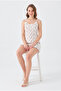 100% Cotton Combed Floral Pattern Women's Shorts Set with Straps - 3