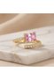 Adjustable Square Cut Pink Zircon Stone Women's Ring - 2