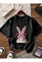 Girl's 3-Pack Tiger Rabbit Cat Combed Cotton T-Shirt (Pink-Black-White) - 2