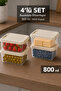 4-Piece Elora Storage Box - 800ml Locking Lid Storage Container Organizer Kitchen Organizer Beige