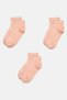 Kids Girl 3 Pairs Brand Logo Ankle Socks, Pink - 3