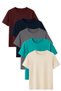 Men's 5-Pack Cotton Basic T-Shirt Burgundy Navy Blue Dark Gray Green Beige