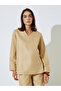 Beige Solid V-Neck Top and Wide Leg Pants Set - 2