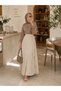 Beige Long Linen Women's Skirt - 2