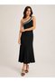 Women's Black One-Shoulder Camisole Midi Dress - 7