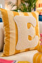 Punch Embroidered Throw Pillow Cover - 43*43 cm - Yellow Letter E - Pnk001 - 2