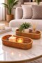 2 Pieces Yakut 13750 Rattan Knitted Mini Long Basket Multi-Purpose Decorative Organizer Presentation Basket Rattan Basket