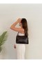 Women's Shoulder Bag with Wide Strap and Staple Detail, Baguette Bag, Daily Stylish Office Handbag - 2