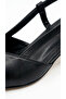 Women's Black Elegant Pointed Toe Open Back Buckle Casual Low Heel Shoes - 3