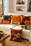 Mouds Set of 4 Autumn Forest Patterned Decorative Throw Pillow Covers 43X43 cm