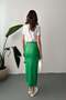 Women's Green High Waist Slit Ornamental Patch Pencil Cut Midi Skirt - 4