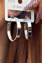 Silver Color Flat Hoop Women's Earrings - 4