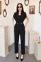 Women's Black Sleeveless High Neck Gold Button Detailed Wide Leg Ankle Length Jumpsuit with Pockets - 2